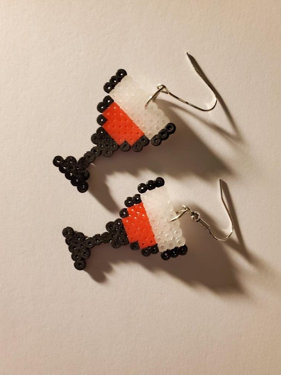 Mini Perler Bead Red Wine Glass Earrings Etsy