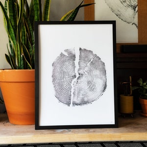 Wood Block Ink Print - Tree Rings | 18x24 Douglas Fir | Hand Made Art Print Wall Hanging Decor Rustic Nature Trees Printmaking Wood Forest
