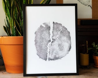 Tree Ring Art Print - 18x24 Douglas Fir Wood Block Print