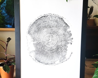 Handmade Redwood Tree Ring Print – Rustic Forest Wall Art (18x24)