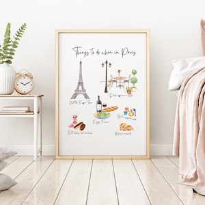 Décor à l&#39;aquarelle, Paris, Choses à faire à Paris, croissants, café, Paris Café, France, Art mural, Imprimable, Téléchargement numérique, Impression