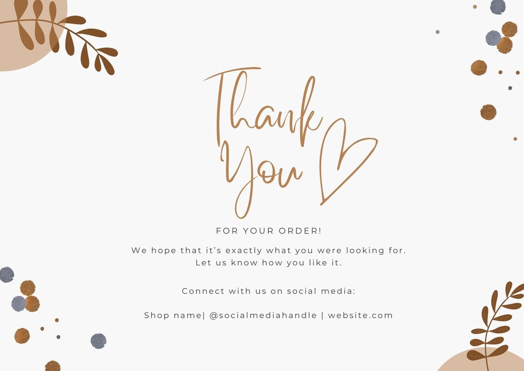 Thank You for Your Order - Template Aesthetic Boho Card - Etsy
