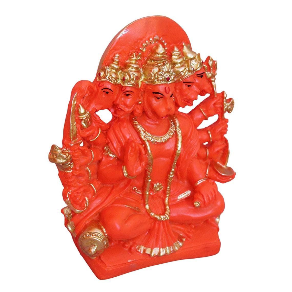 Panchmukhi 5 Face Stone Lord Hanuman Ji Statue Orange Etsy