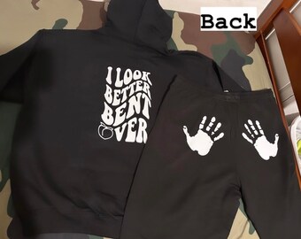 Ik zie er beter gebogen uit over zweetpak voor en achter