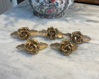 Aluminum gold floral napkin ring set of 5