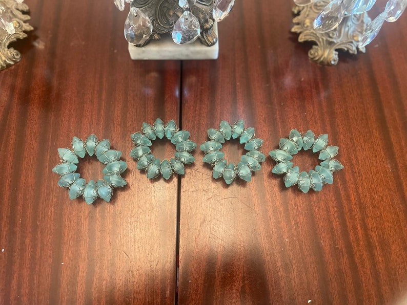 Blue Bead Napkin Rings Set of 4 Etsy