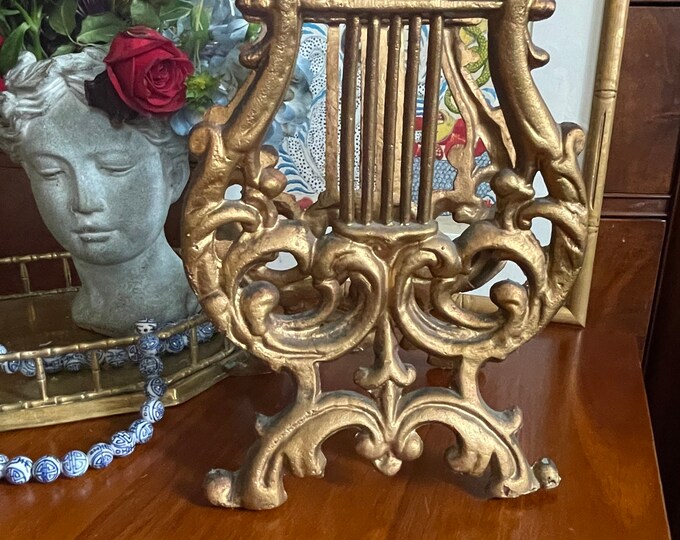 Gold Cast Lyre Music Book Holder Etsy