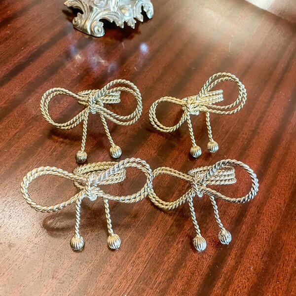 Gold bow napkin ring set of 4