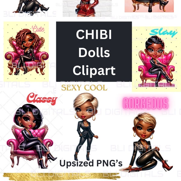 Chibi Doll Clipart/ Chibiness/ Chibi Doll PNG/ Chibi Doll Art/ Chibi Doll African American/ Chibi Office Scenes/ Ai Art