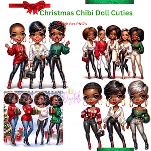 Chibi Doll Clipart| Chibi Doll PNG| Chibi Doll Art| Chibi Doll African American| Chibiness| Chibi| AI Art