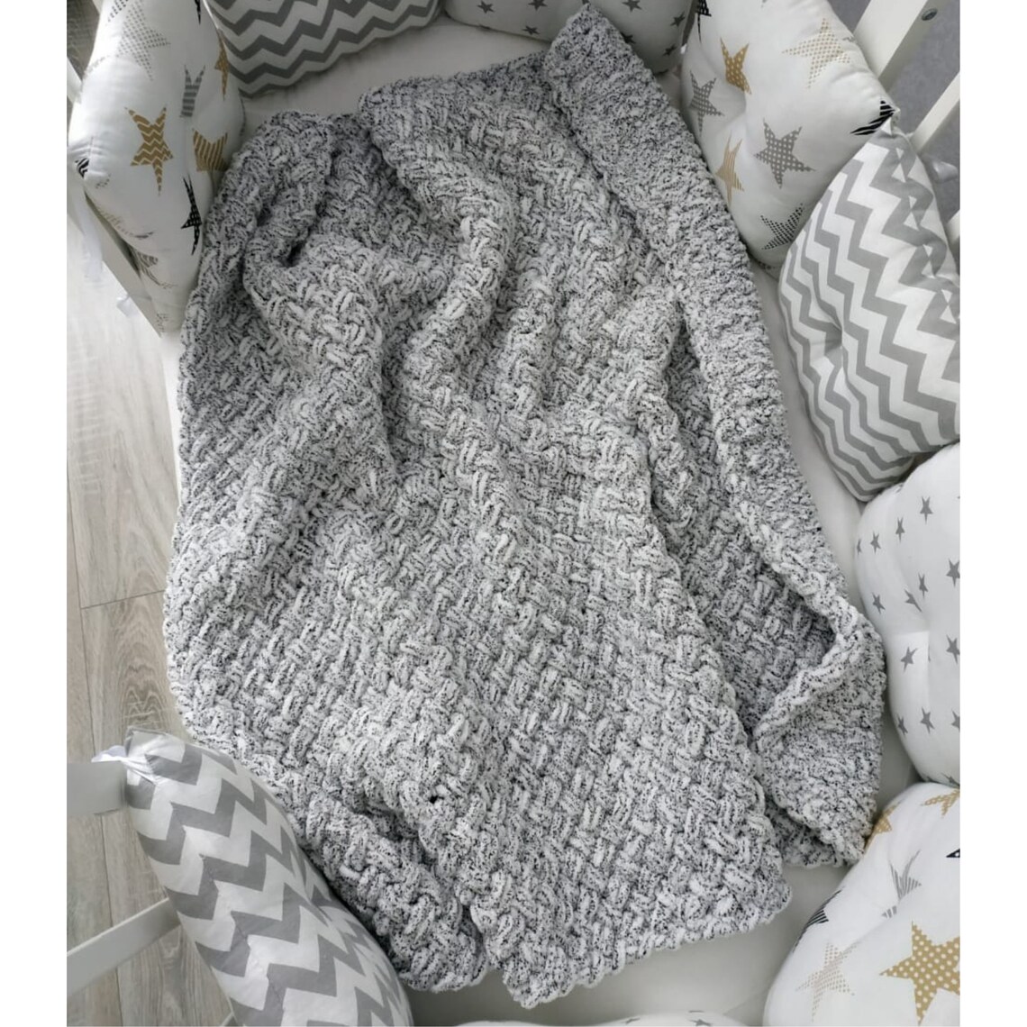 Gray baby blanket Handknitted newborn blanket Plush warm cozy Etsy
