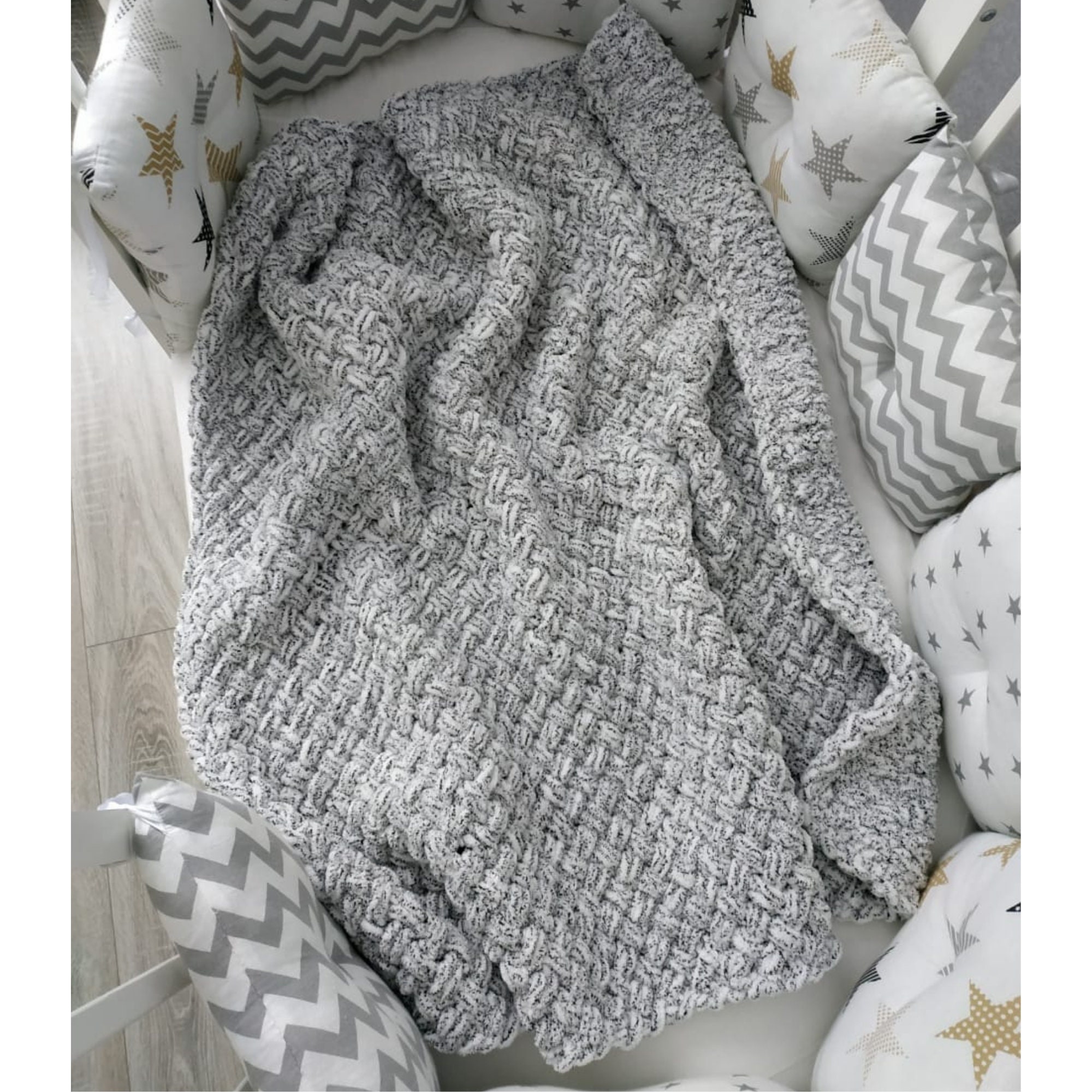 Gray baby blanket Handknitted newborn blanket Plush warm cozy Etsy