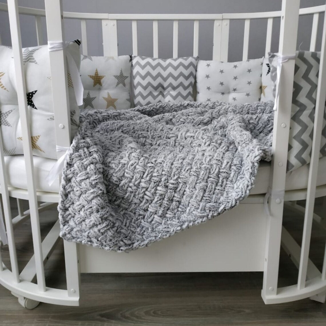 Gray baby blanket Handknitted newborn blanket Plush warm cozy Etsy