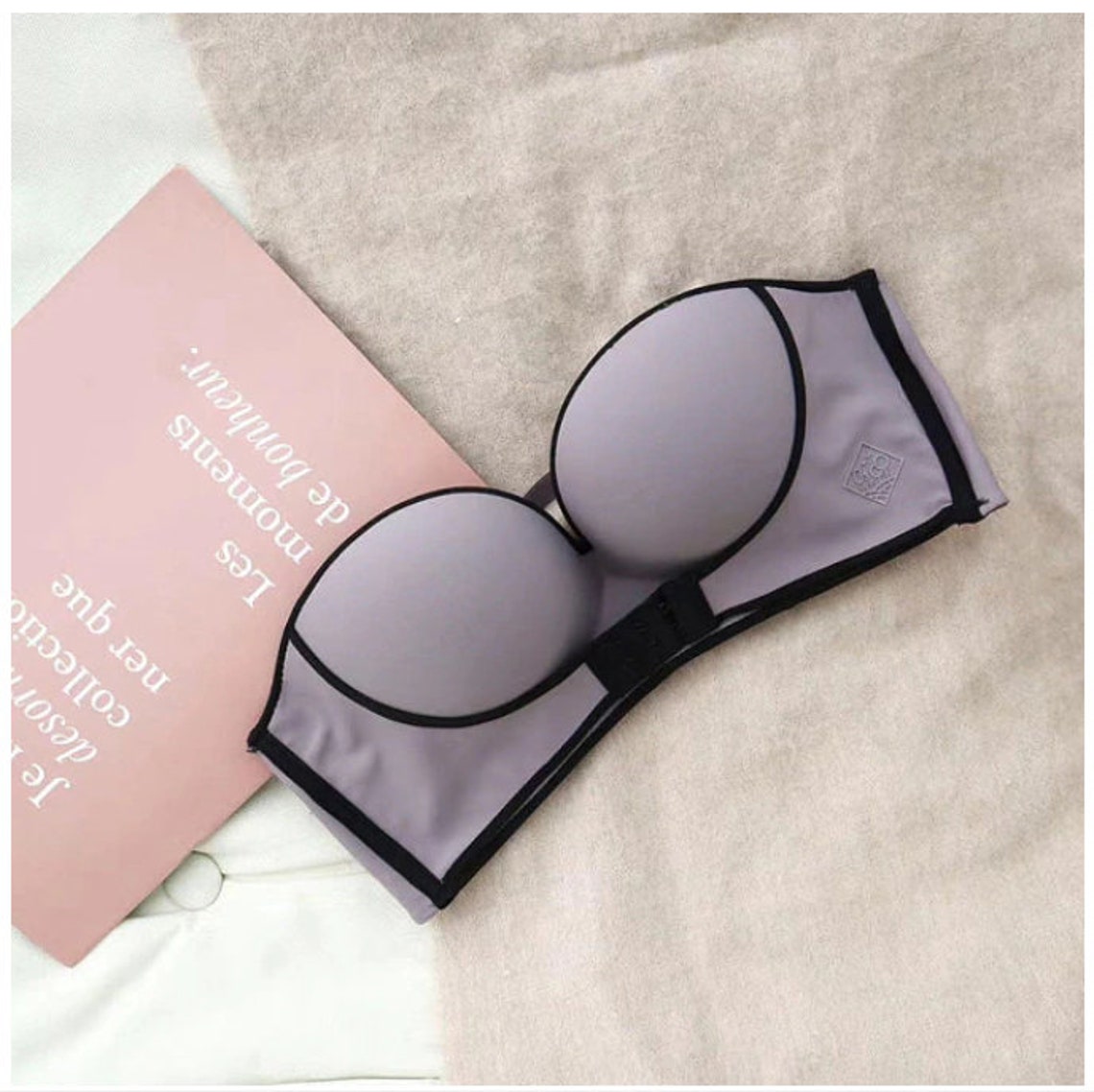 Seamless Strapless Push Up Bra with Trims and front Closure Etsy