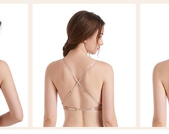 YANDW Strapless Clear Back Bra Invisible Strap Backless Lightly
