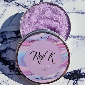 Sales de baño minerales de Epsom con aroma a violeta de Parma