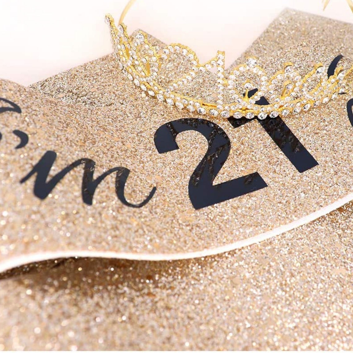 21st Birthday Gold Crystal Tiara Rhinestone Crown Finally 21 | Etsy