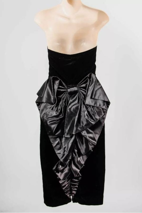 Vintage 80s Tadashi Women's Tiered Bow Sweetheart Strapless Midi Dress Size  6 - Etsy