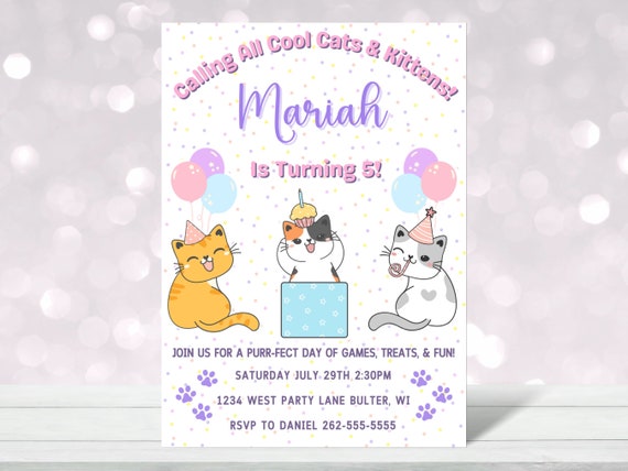 Purr-Fect Cat Birthday Party Decorations Kit,It's My T Shirt Purr-Fect Cat Birthday Party Decorations Kit,It's My T Shirt