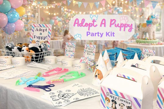Puppy Adoption Party, Dog Birthday Party, Puppy Birthday Party, Dog Party Favors, Puppy Party Decor, Dog Themed Party, Adopt A Puppy Sign