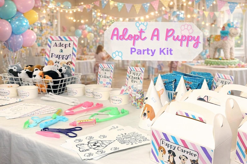 Puppy Adoption Party, Dog Birthday Party, Puppy Birthday Party, Dog Party Favors, Puppy Party Decor, Dog Themed Party, Adopt A Puppy Sign image 1
