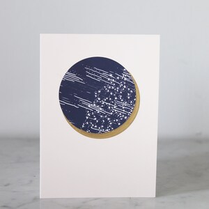 Cartolina MOON DIN6 blu su rosa con motivo e finitura dorata