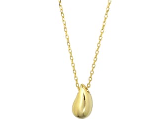 Teardrop Pendant Necklace, 18K Gold Plated Sterling Silver