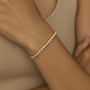 14K Gold Tennis Armband, CZ Tennis Armband für Frauen, zierlicher Goldschmuck, minimalistisches Braut Armband, Brautjungfer Geschenk, Hochzeitsschmuck