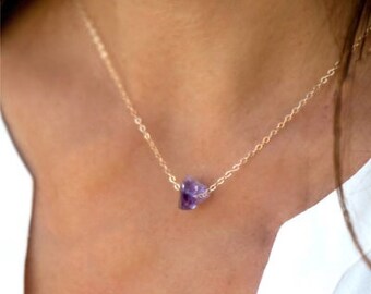 Amethyst Necklace, February Birthstone Necklace, Purple Stone Necklace, 14K Gold Filled Amethyst Necklace, Amethyst Jewelry, Gift for her