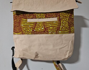 Jola House Canvas Backpack with African Fabric, Handmade in Liberia