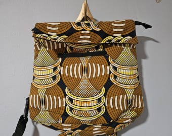 Jola House Backpack with African Fabric, Handmade in Liberia