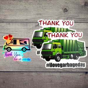 Thank you Holographic Mailbox/Mailman Sticker or Magnet and 2 TY Sanitation stickers/decals BUNDLE/SET | Usps & Sanitation Appreciation