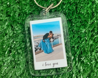 Personalized Photo Keychain with Message or Picture at the Back, Photo Print, Anniversary, New Driver Keyring, Mothers Day