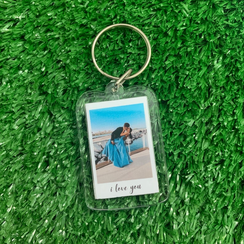 Personalized Photo Keychain with Message or Picture at the Back, Photo Print, Anniversary, New Driver Keyring, Mothers Day 