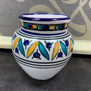 Vintage - Hand painted ceramic pot for plants, herbs or cacti - MINT condition