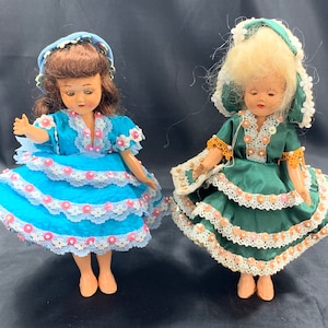 Set of 2 cute dolls in traditional costume - doll Roddy - Made in England