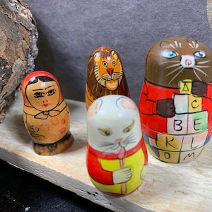 Vintage Russian wooden matryoshka dolls - not a set