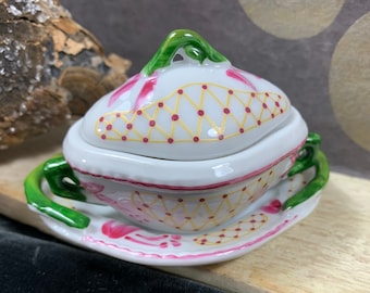 Porcelain Art - miniature soup terrine - France - collector's item