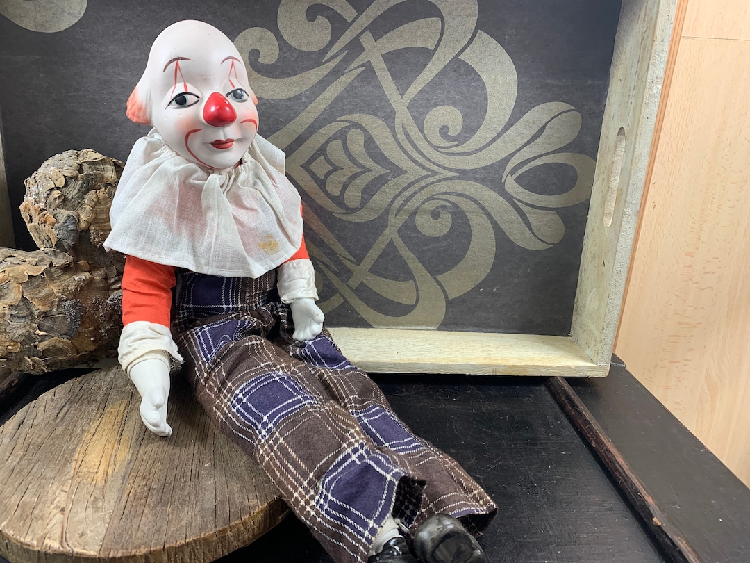 Vintage Clown Porcelain Doll Clown Doll Collectible Etsy UK