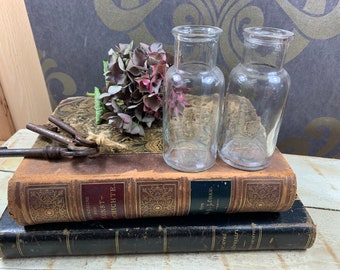 Set of 2 old glass bottles - 2 glass bottles of 10 cm high - country decoration