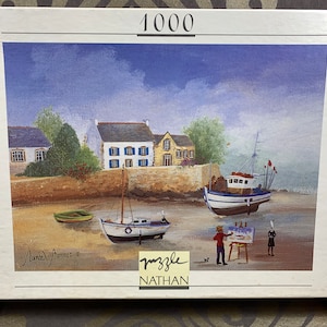 Vintage puzzle Nathan - La Plage Bretonne - Der bretonische Strand - 1000 pieces - 49x66.5cm - opened box
