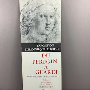 Vintage-Werbetafel/Ausstellung italienischer Zeichnungen/Du Pérugin in der Guardi Bibliothèque Albert/1968/Kunstplakat/Karton/Expo Lille