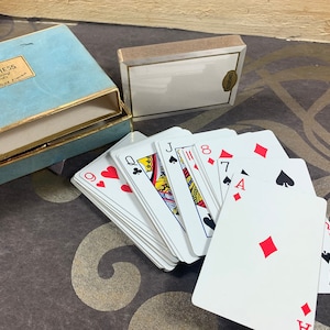 Schöne Vintage-Box mit Kartenspiel - Congres Playing Cards - Blau & Gold - Cel-U-Tone Finish - komplettes Set