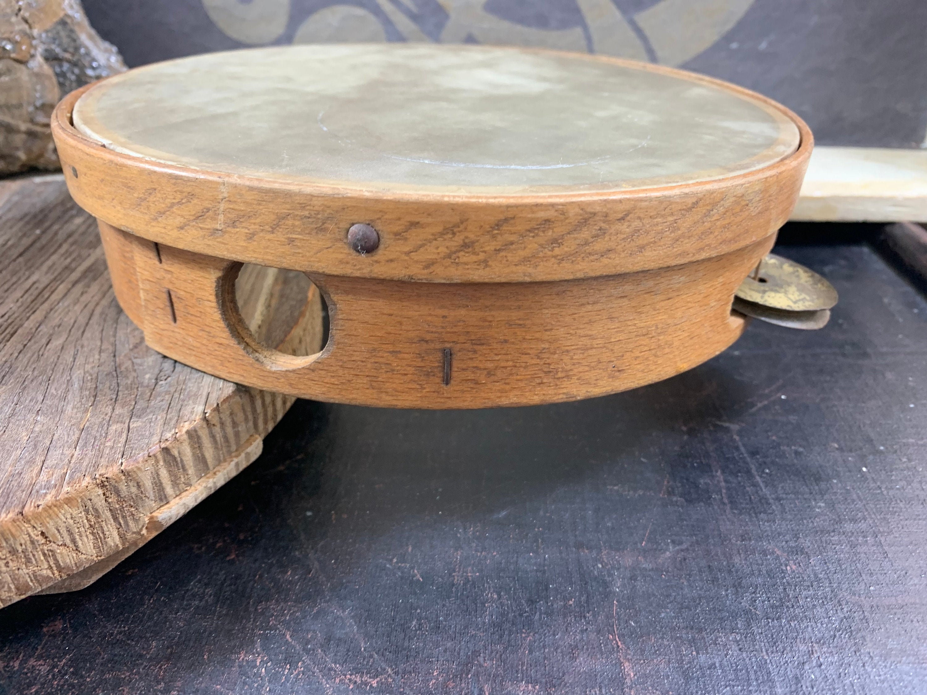 Antique Wooden Tambourine of 20.5 Cm Diameter With 3 Scallops Etsy UK