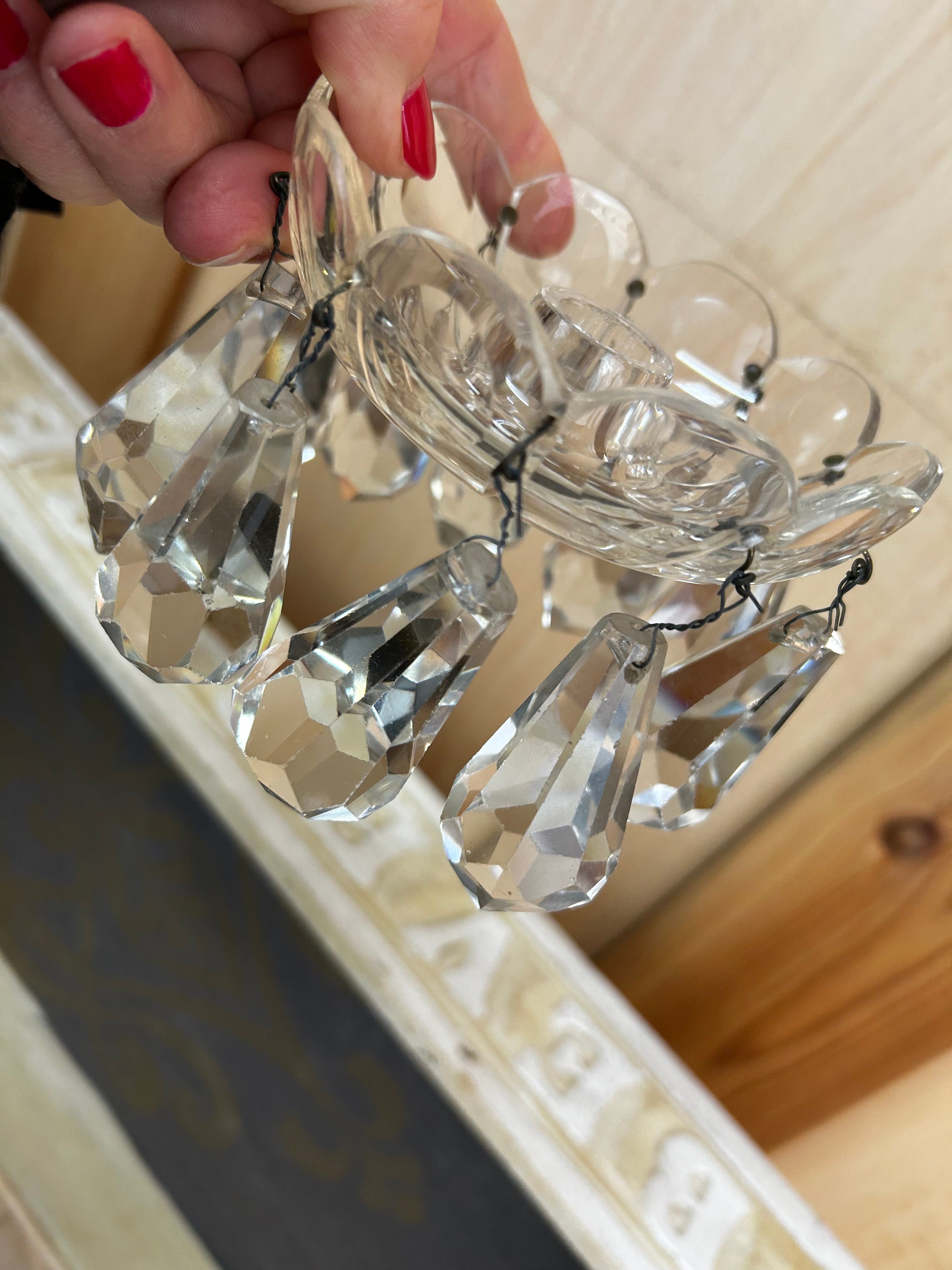 Crystal spare part chandelier - repair/restoration crystal chandeliers - heavy bowl with 10 crystal drops