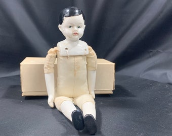 Beautiful old boy - Head, arms and legs are made of porcelain - his body is made of fabric - 20 cm (7.96 inch) - Valentine&#39;s Day gift