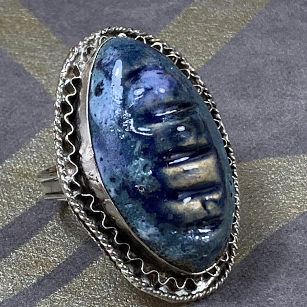 Ring - Prachtige vintage grote zware vrouwenring - grote stenen ring -  extravagante ring