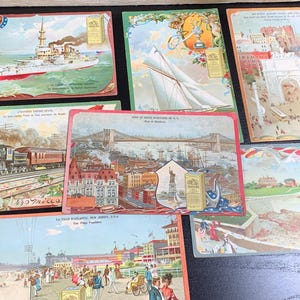 Antike Sammelkarte Maizena / 7 Sammelkarten / Sammelkarten / Serie von 7 weltberühmten Sammelkarten / antike Lebensmittel-Werbekarte