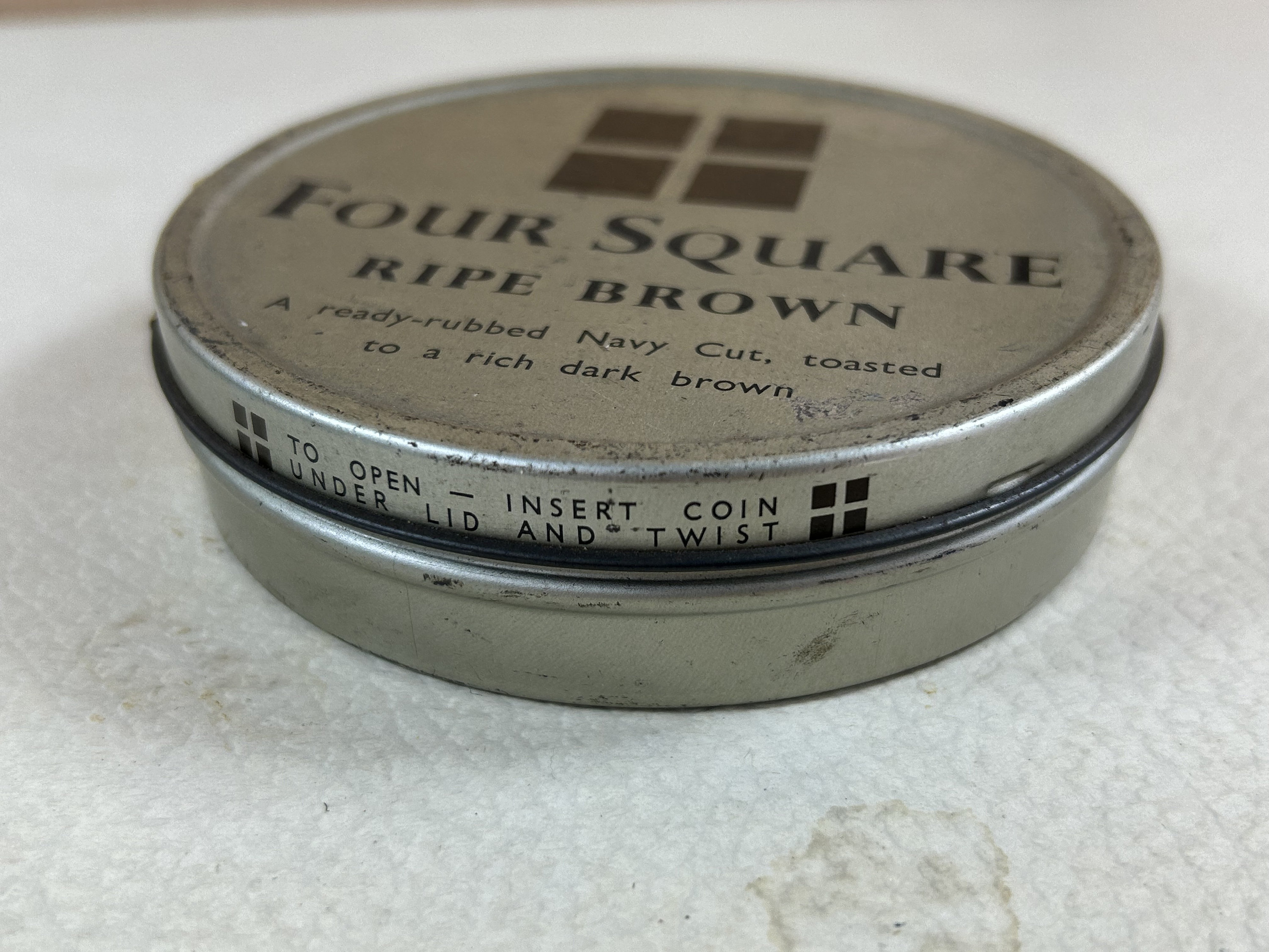 four square tobacco tin Tobacco Tin - Four Square Ripe Brown - Vintage Tin With Seal for Tobacco