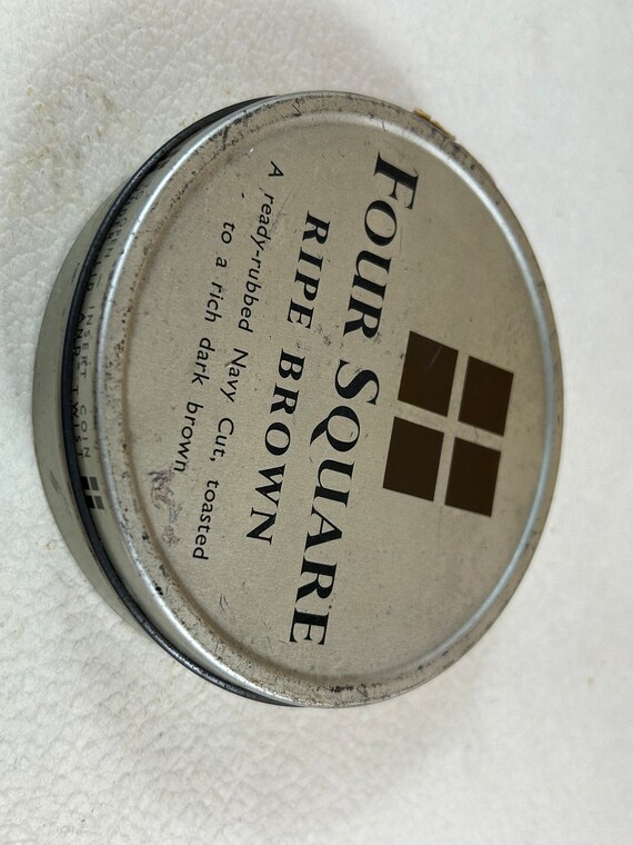 Tobacco Tin - Four Square Ripe Brown - Vintage Tin With Seal for Tobacco